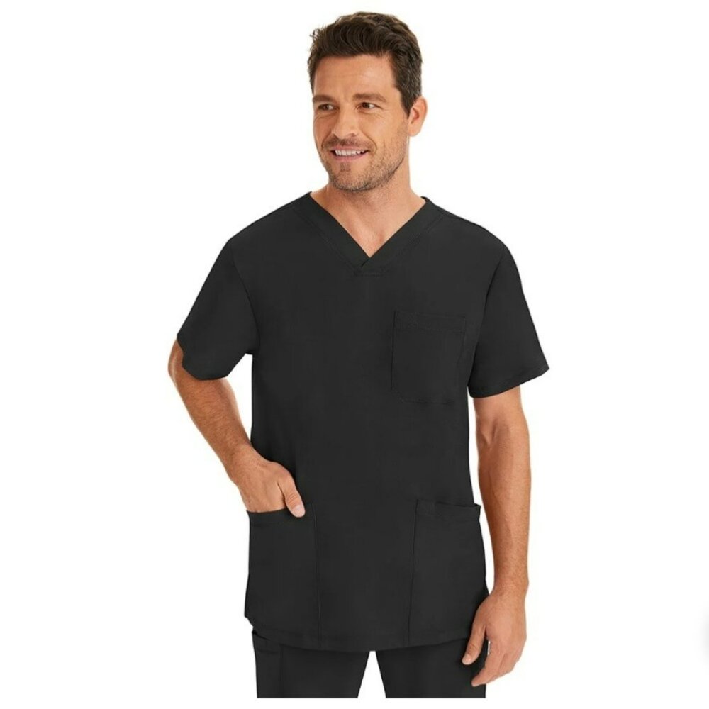 HH Works Healing Hands Scrub Shirt Men 2XL Black Style 2590 Matthew Short Sleeve